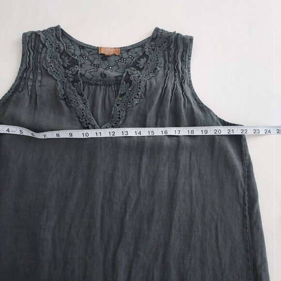 Carla Conti Sleeveless Linen Embroidered Lace Shift Dress - Picture 8 of 10